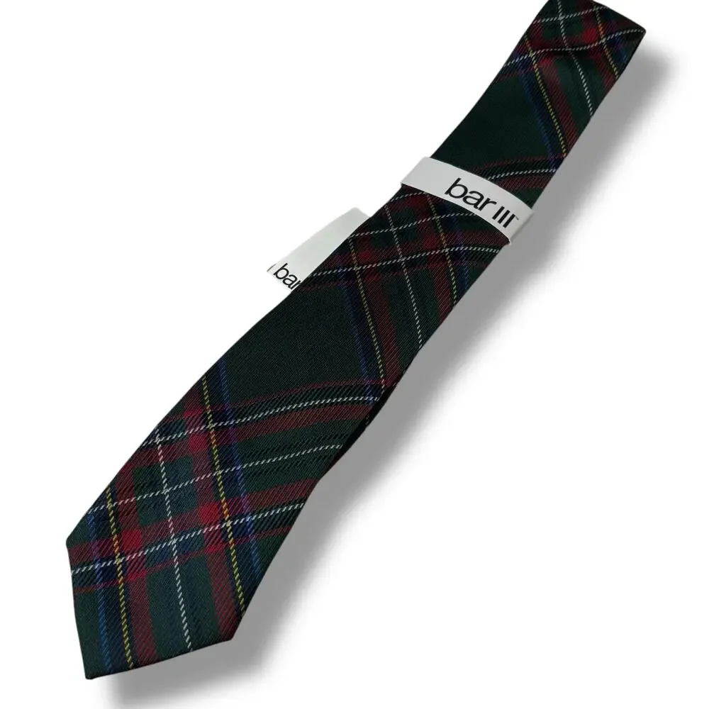 NWT Bar III Farrin Plaid Christmas Tie